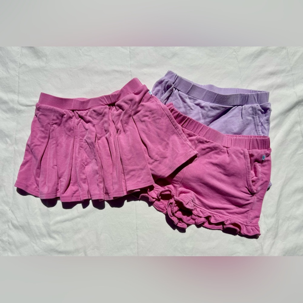 Posh Peanut Girls French Terry Pink and Lavender shorts / skort bundle size 5/6t
